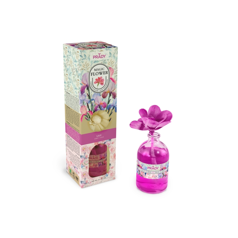Désodorisant Prady Magic Flower Lily - Flacon en verre 100 ml