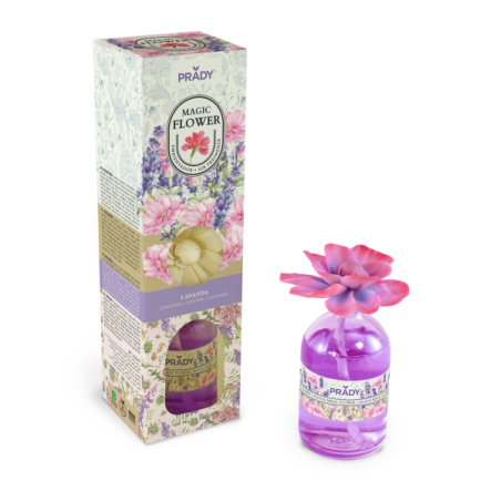 Désodorisant d'ambiance Prady Magic Flower à la lavande - Flacon en verre 100 ml