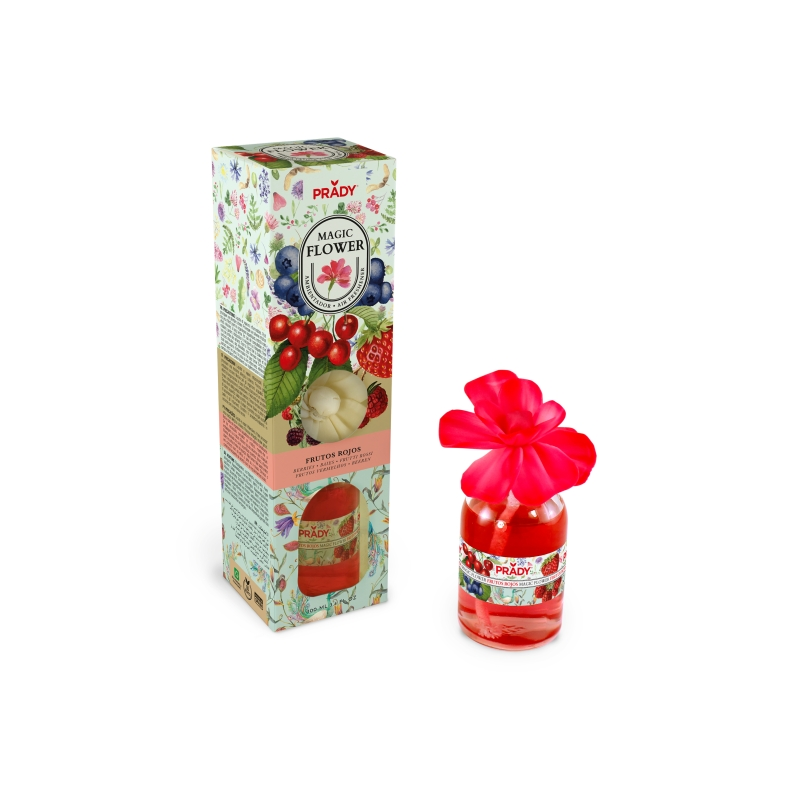 Désodorisant Prady Magic Flower Fruits Rouges - Flacon en verre de 100 ml