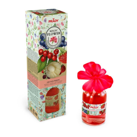 Désodorisant Prady Magic Flower Fruits Rouges - Flacon en verre de 100 ml