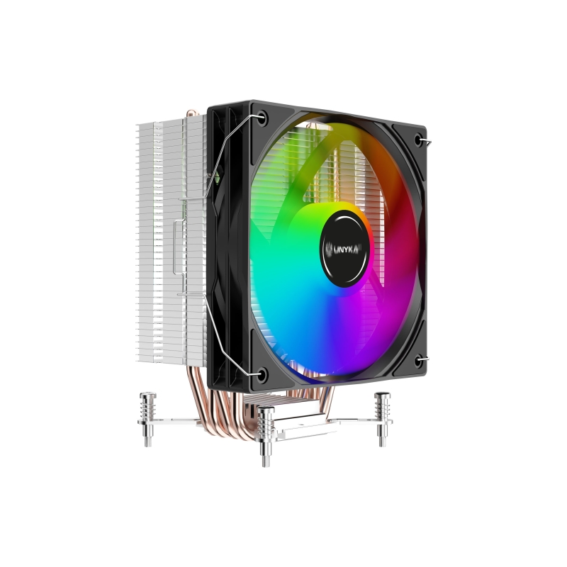 Refroidisseur de processeur Unykach Unycool H41 ARGB - Multisocket universel - Ventilateur 120 mm - Éclairage ARGB - Noir