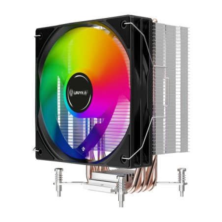 Refroidisseur de processeur Unykach Unycool H41 ARGB - Multisocket universel - Ventilateur 120 mm - Éclairage ARGB - Noir