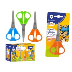 ✅ LOT de 12 Ciseaux d'école Bismark Kids Cut-Cut - Manches en plastique - Pointe émoussée - Couleurs assortie en stock