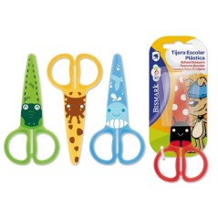 ✅ LOT de 24 Ciseaux d'école en plastique Bismark pour enfants - Décorés d'animaux - Punta Roma - 4 modèles a en stock