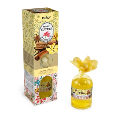 Désodorisant Prady Magic Flower Cannelle Vanille - Flacon en verre de 100 ml