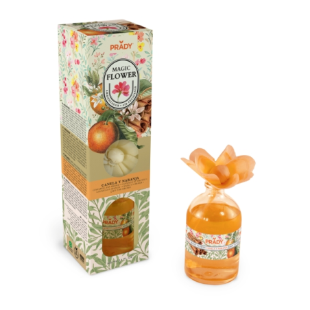 Désodorisant Prady Magic Flower Cannelle et Orange - Flacon en verre de 100 ml