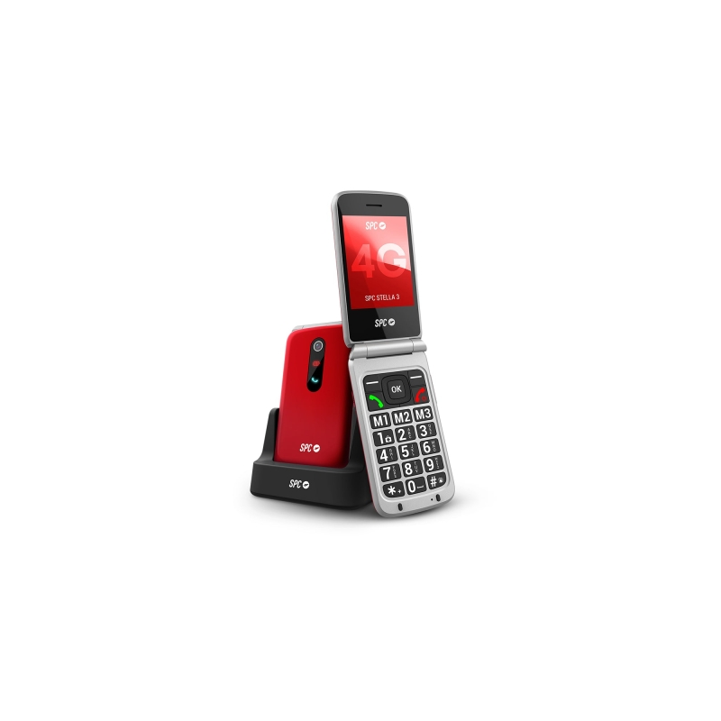 Téléphone à clapet SPC Stella 3 pour seniors - Bouton SOS - Grandes touches et boutons - Assistance à distance intelligente