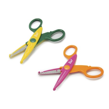 LOT de 20 Ciseaux d'école Bismark pour enfants en forme de chauve-souris - Lames profilées pour différents types de coupe