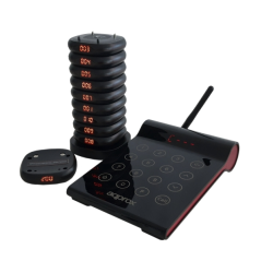 Kit d'appel client Approx - Base de chargement - 10 unités - Portée de 400 m - Émetteur avec clavier tactile - Noir