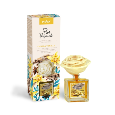 Désodorisant d'ambiance parfumé à la cannelle et à la vanille Prady - Flacon en verre de 90 ml