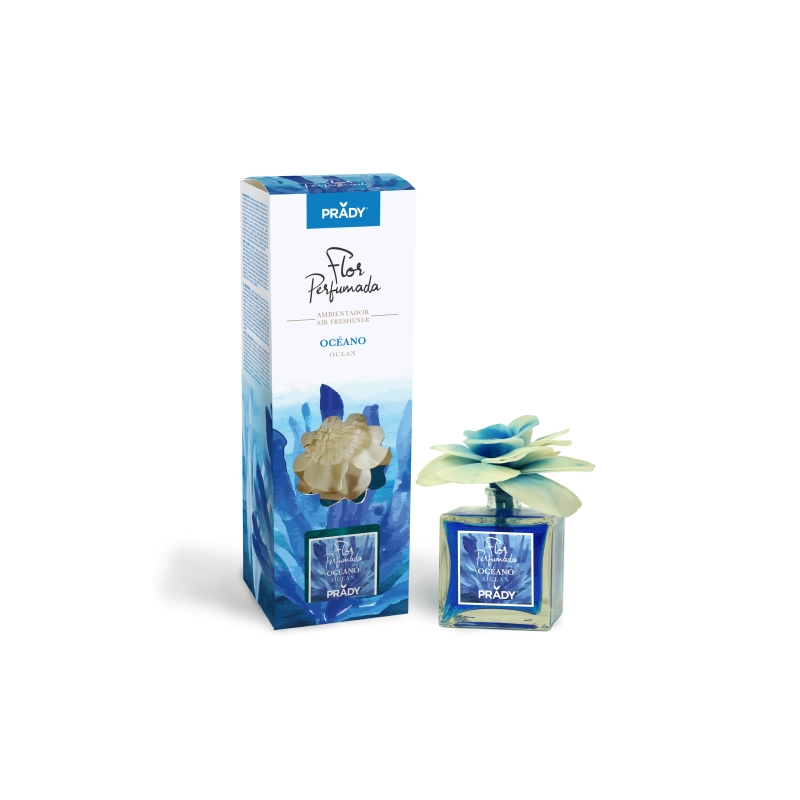 Désodorisant parfumé aux fleurs océaniques Prady - Flacon en verre de 90 ml