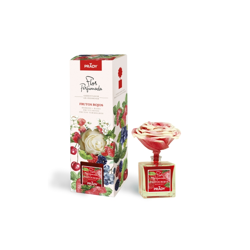 Désodorisant floral Prady aux fruits rouges - Flacon en verre de 90 ml