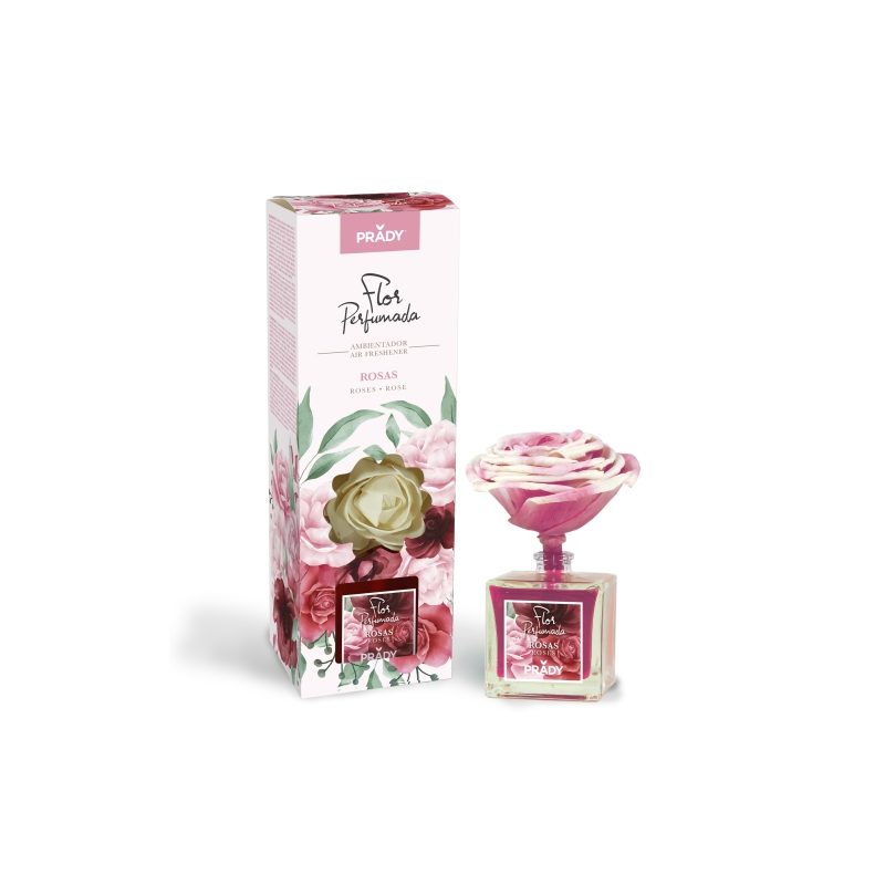 Désodorisant parfumé à la rose Prady - Flacon en verre de 90 ml