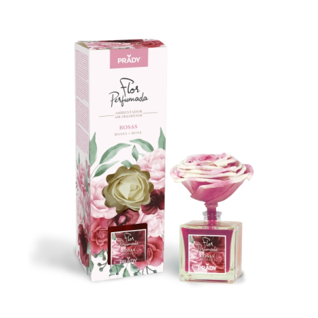 Désodorisant parfumé à la rose Prady - Flacon en verre de 90 ml