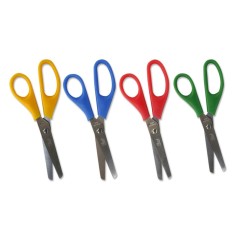 LOT de 24 Ciseaux Bismark Bat School 13 cm - Pointe ronde - Couleurs assorties