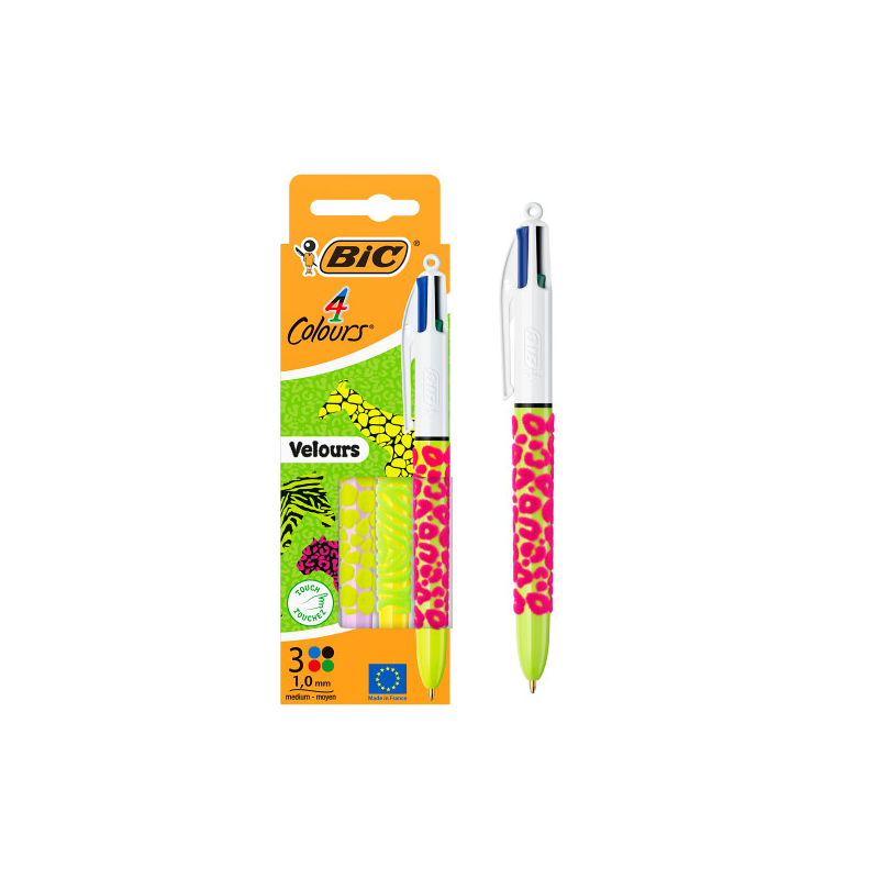 Lot de 3 stylos bille rétractables Bic 4 couleurs 1,0 mm