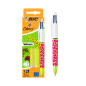 Lot de 3 stylos bille rétractables Bic 4 couleurs 1,0 mm
