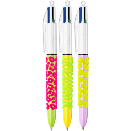 Lot de 3 stylos bille rétractables Bic 4 couleurs 1,0 mm