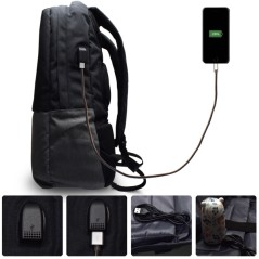 Sac à dos Ewent EW2529 pour ordinateur portable jusqu'à 17 pouces - Port de chargement USB - Étanche - Noir