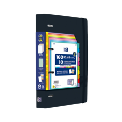 Classeur Oxford Europeanbinder Live & Go XL avec chemise A4+, recharge de 160 feuilles (quadrillage 5x5), 10 intercalaires en