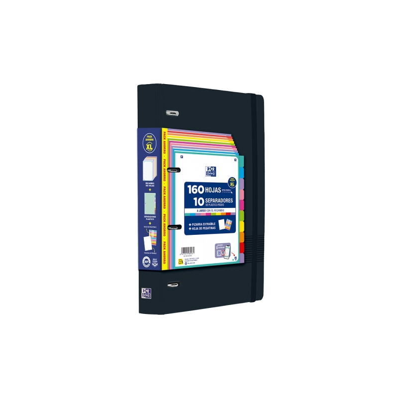 Classeur Oxford Europeanbinder Live & Go XL avec chemise A4+, recharge de 160 feuilles (quadrillage 5x5), 10 intercalaires en