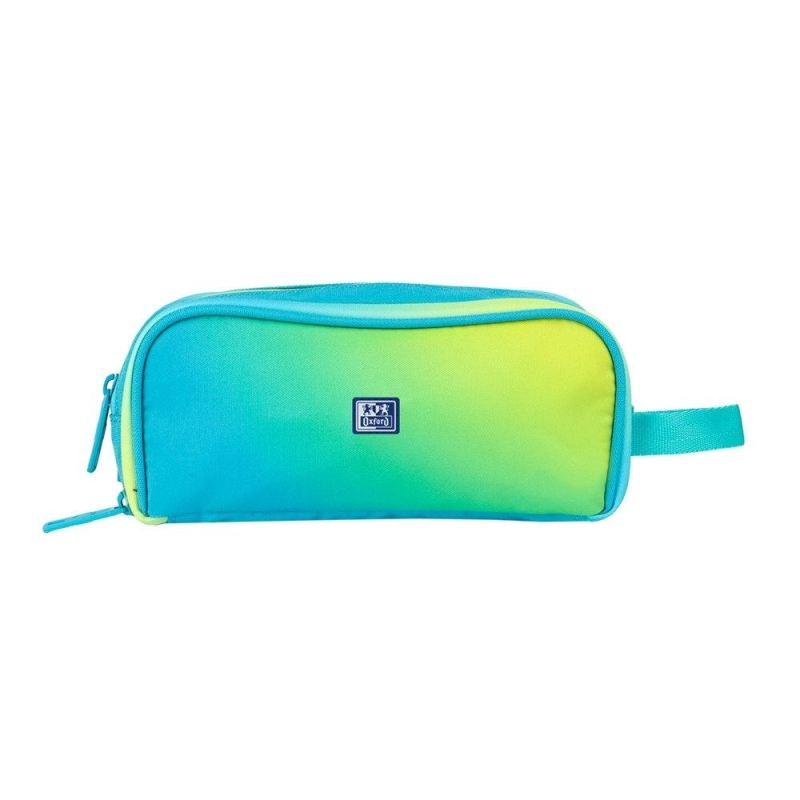 Trousse Oxford à dégradé - 3 fermetures éclair - Poignée latérale - Fabriquée à partir de matériaux recyclés - Vert citron