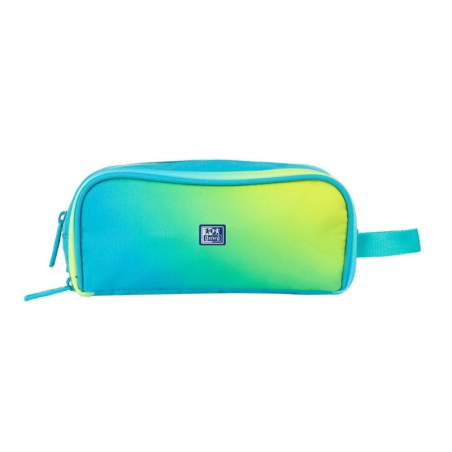 Trousse Oxford à dégradé - 3 fermetures éclair - Poignée latérale - Fabriquée à partir de matériaux recyclés - Vert citron