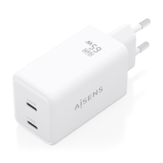 Chargeur Aisens GaN 65 W - 2 ports USB-C PD3.0 QC4.0 - Technologie IA - Blanc