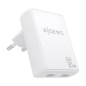 Chargeur Aisens Ultra Slim GaN 30 W - 2 ports USB-C PD3.0 QC4.0 - Technologie IA - Blanc