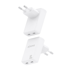 Chargeur Aisens Ultra Slim GaN 30 W - 2 ports USB-C PD3.0 QC4.0 - Technologie IA - Blanc
