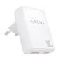 Chargeur Aisens Ultra Slim GaN 30 W - 1 port USB-C PD3.0 QC4.0 - 1 port USB-A QC3.0 - Technologie IA - Blanc