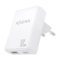 Chargeur Aisens Ultra Slim GaN 30 W - 1 port USB-C PD3.0 QC4.0 - 1 port USB-A QC3.0 - Technologie IA - Blanc