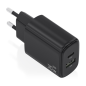 Chargeur Aisens GaN 30 W - 1 port USB-C PD3.0 QC4.0 - 1 port USB-A QC3.0 - Technologie IA - Couleur noire
