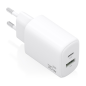 Chargeur Aisens GaN 30 W - 1 port USB-C PD3.0 QC4.0 - 1 port USB-A QC3.0 - Technologie IA - Blanc