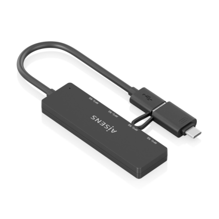 Hub USB Aisens 3.1 USB-A/USB-C - 4 ports USB-A - 15 cm - Noir