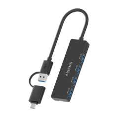 Hub USB Aisens 3.1 USB-A/USB-C - 4 ports USB-A - 15 cm - Noir