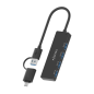 Hub USB Aisens 3.1 USB-A/USB-C - 4 ports USB-A - 15 cm - Noir