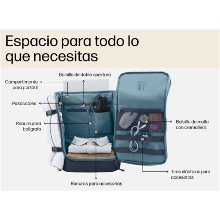 Sac à dos extensible HP Travel pour ordinateur portable 15,6" (25-30 L) - Polyester résistant - Compartiment rembourré