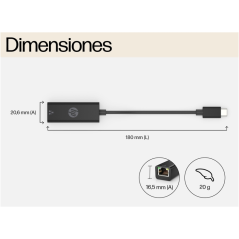 Adaptateur HP USB-C vers Ethernet RJ45 G2 - Gigabit 10/100/1000 Mbps - Plug & Play - Compatible PXE, Wake-on-LAN et transfert