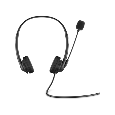 Casque stéréo USB HP G2 avec microphone antibruit - Arceau réglable - Coussinets d'oreille en similicuir pour un confort