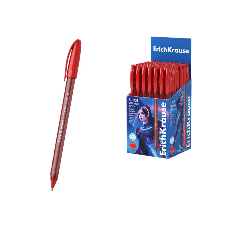 Stylo bille rouge 1,0 mm Erichkrause U-108 | Lot de 50