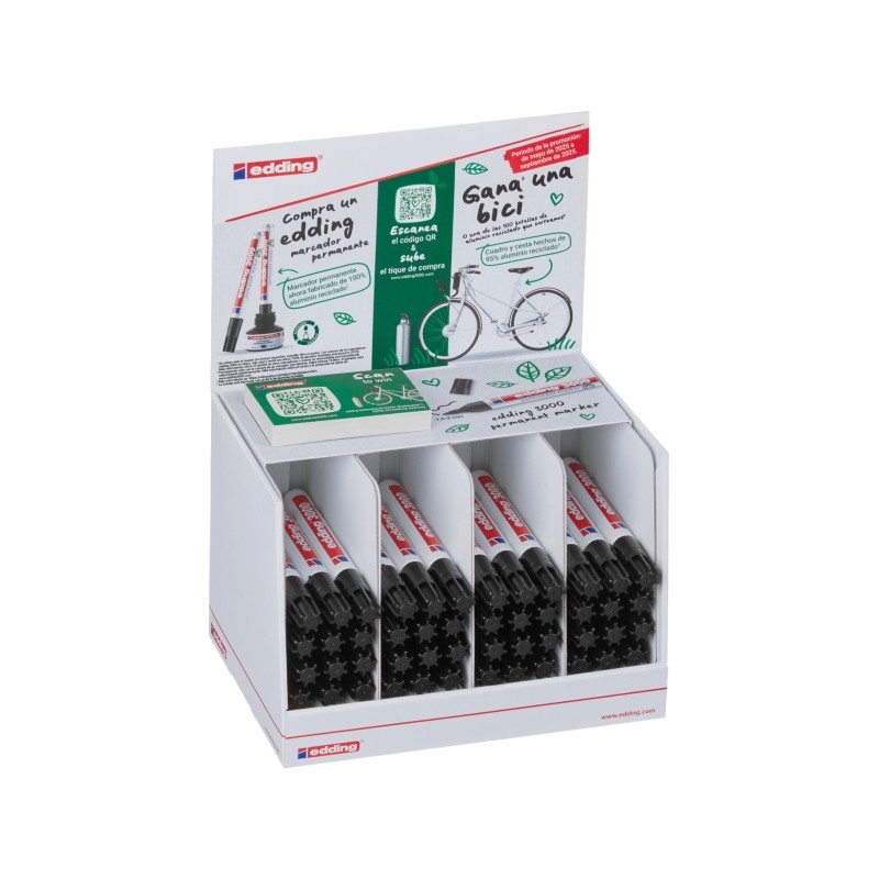 Marqueurs permanents Edding 3000 noir présentoir 48 Marqueurs permanents Edding 3000 noir présentoir 48