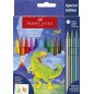 Marqueurs de couleur Faber-Castell Dinosaure - 13 pièces, 10 classiques, 3 métalliques