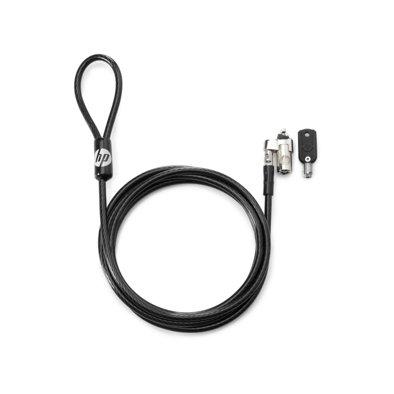 Câble antivol HP Nano Keyed - Nano Slot - Câble en acier galvanisé de 1,83 m avec revêtement vinyle - Tête pivotante