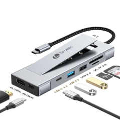 Station d'accueil Leotec LEDS07 8-en-1 USB-C avec emplacement SSD M.2 - HDMI 4K - Alimentation 100 W - USB 3.2 et USB-C 10