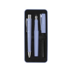 ✅ Stylo bille et stylo plume Faber-Castell Poly Pen avec pointe B - Clip en métal - Bleu clair couleur Azul Cla en stock