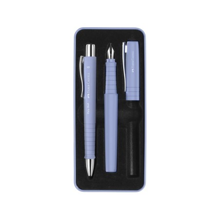 ✅ Stylo bille et stylo plume Faber-Castell Poly Pen avec pointe B - Clip en métal - Bleu clair couleur Azul Cla en stock