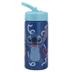 Gourde Safta Stitch Sweet 410 ml - PVC sans BPA - Valve de vidange - Poignée supérieure - Bouchon à vis - 74 x 64 x 178 mm