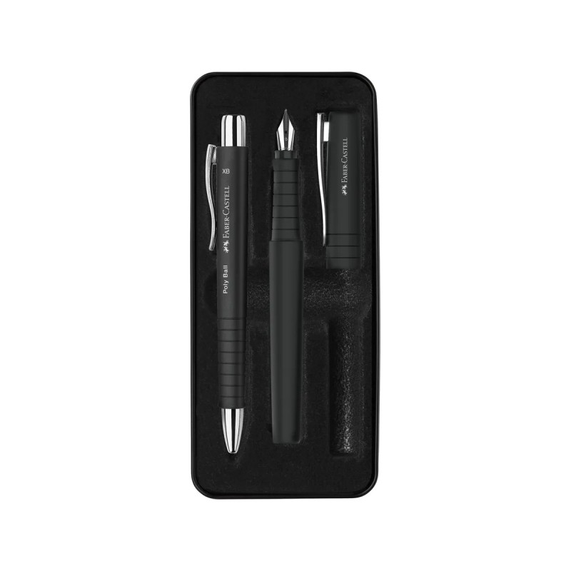 Stylo bille et plume Faber-Castell Poly Pen - Noir - Pointe B