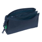 Trousse Safta Benetton Basics Anthracite - 3 compartiments zippés - Poche intérieure - 0,6 L - 220 x 30 x 120 mm - Bleu marine